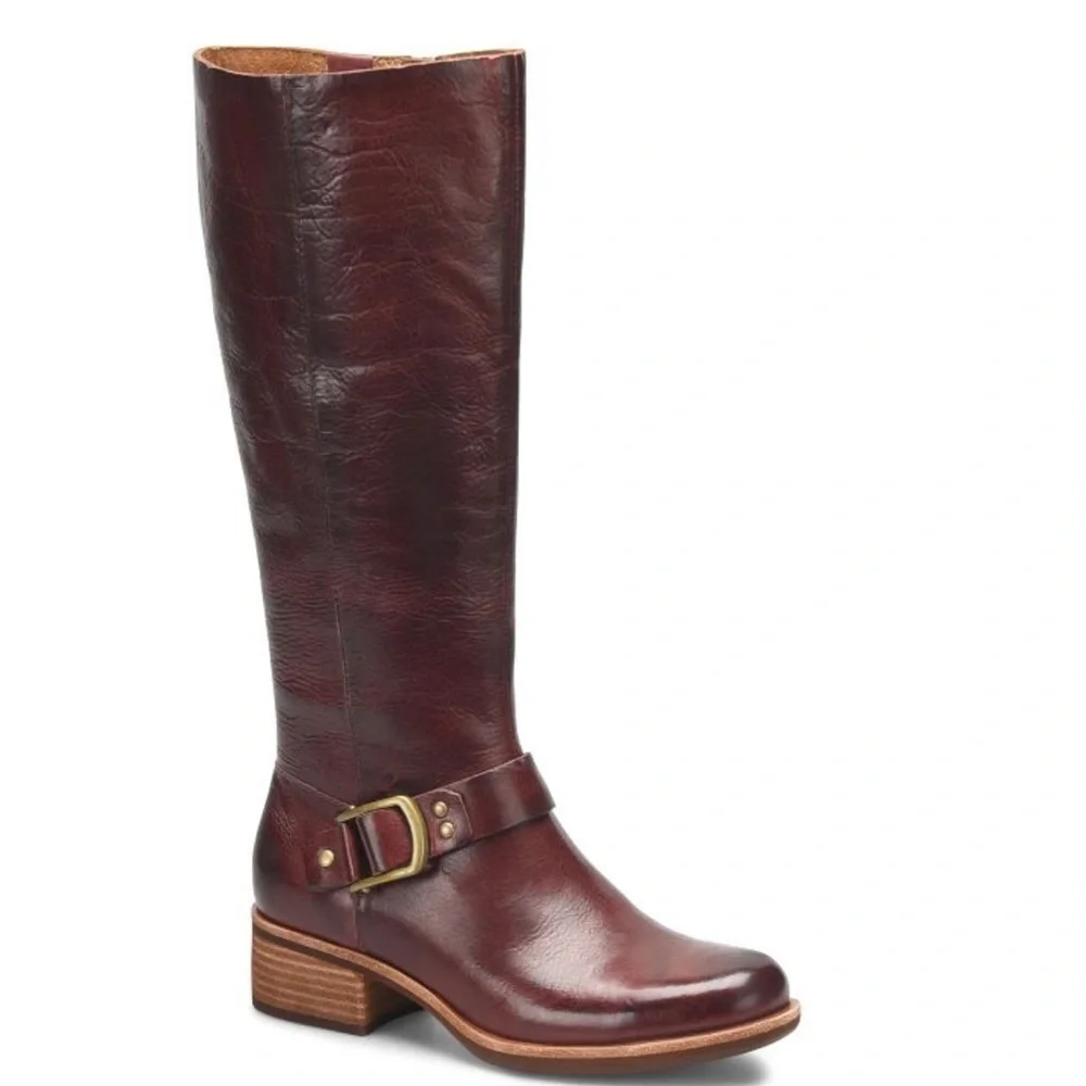 Kork-Ease Women's Carli Knee High Burnished Leather Riding Boot 6.5M Burgundy